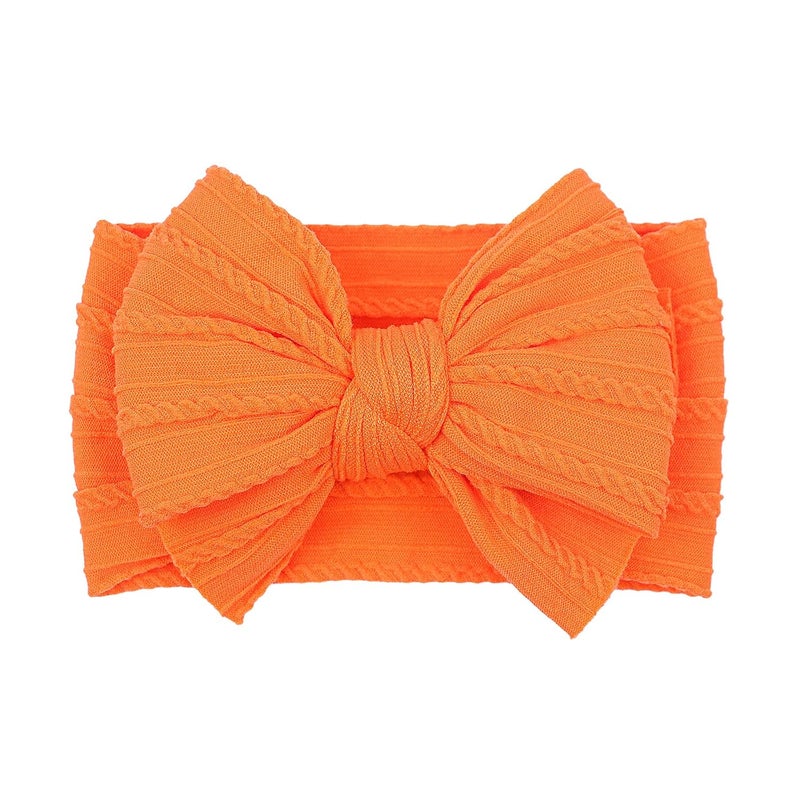 LemonSpace Store Handmade Fall Baby Girls Bows Soft Stretchy Nylon Hair Bands Hair Accessories Baby headbands with Bows for Newborn Baby Girls Infant Toddlers Kids(Orange) - Image 1